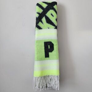 NWT Victoria's Secret Pink Neon Green Black Soft Oversized Scarf/Blanket